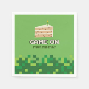 Pixelated spel op de uitnodiging van de kinderverj servet