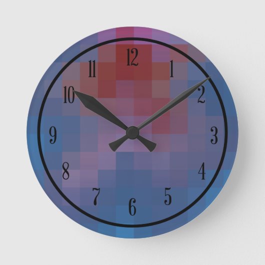 Pixelated Squares met cijfers Ronde Klok (Voorkant)