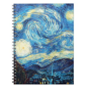 Pixelated Sterrennacht van Van Gogh Notitieboek