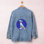 Pixelated UFO Pizza Avontuur - Alien Art Denim Jacket (Hangar)