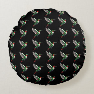 Pixeled Green Hummingbird Rond Kussen