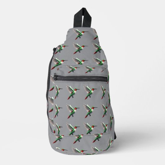Pixeled Green Hummingbird Sling Bag (Voorkant)