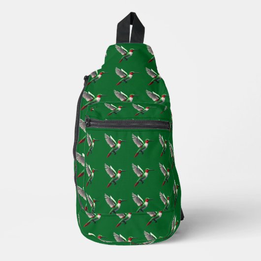 Pixeled Green Hummingbird Sling Bag (Voorkant)