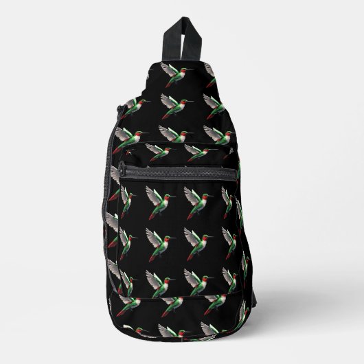 Pixeled Green Hummingbird Sling Bag (Voorkant)