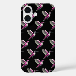 Pixeled Pink Hummingbird iPhone 16 Hoesje