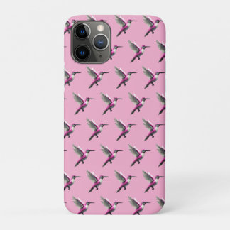 Pixeled Pink Hummingbird iPhone 11 Pro Hoesje