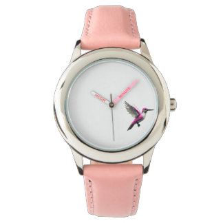 Pixeled Pink Hummingbird Horloge