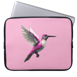 Pixeled Pink Hummingbird Laptop Sleeve