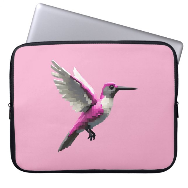 Pixeled Pink Hummingbird Laptop Sleeve (Voorkant)