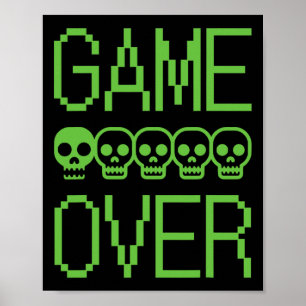 Pixelgamer Schedel Game Over Retro Videogame Arcad Poster