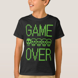 Pixelgamer Schedel Game Over Retro Videogame Arcad T-shirt