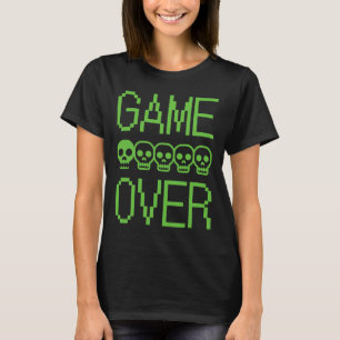 Pixelgamer Schedel Game Over Retro Videogame Arcad T-shirt