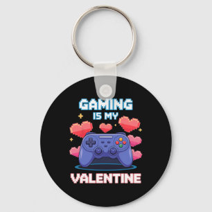 Pixelhartjes voor Valentijnsdag op videogame-contr Sleutelhanger