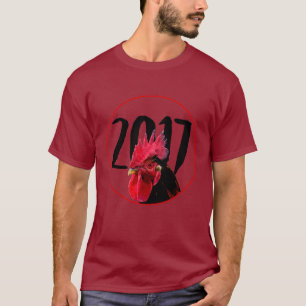 Pixelized Rooster Chinees Nieuwjaar 2017 rood T-sh T-shirt