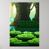Pixelkunst, koel groen bos | AI Art. Poster (Voorkant)