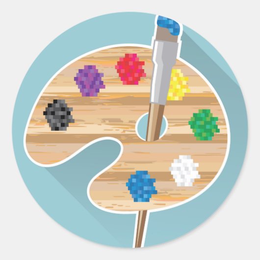 Pixelkunst Vector kunst Artiesten Palet Ronde Sticker (Voorkant)