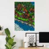 Pixelkunst, Viking-rivier | AI Art. Poster (Thuiskantoor)