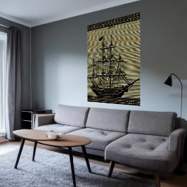 Pixelkunst, zeilboot op het zee | AI Art. Poster