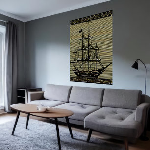 Pixelkunst, zeilboot op het zee   AI Art. Poster