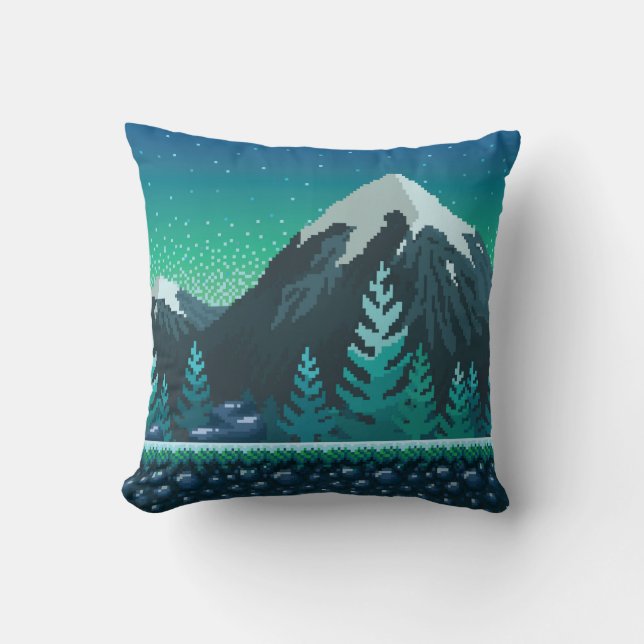 Pixelkunstnaadloze achtergrond. Locatie met sneeuw Kussen (Voorkant)