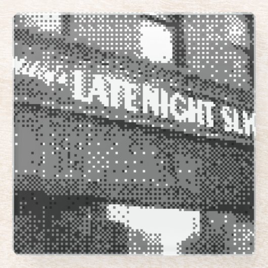 pixelpizzaplaats glazen onderzetter (Voorkant)