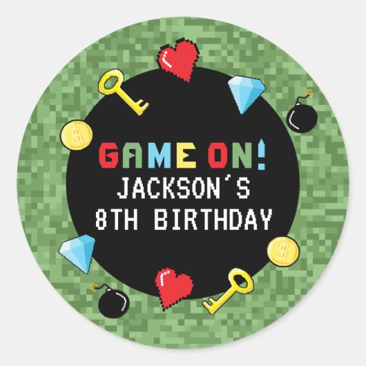 Pixels bereiken gameniveau op kinderen van zaterda ronde sticker (Voorkant)