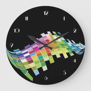 Pixels de cubes de couleur Horloge noire