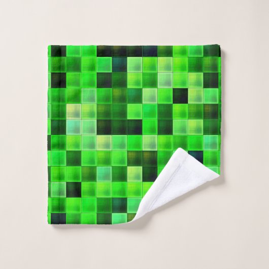 Pixels de jeu vidéo Motif Carré vert (Gant de toilette)