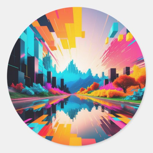Pixels Mania Ronde Sticker (Voorkant)