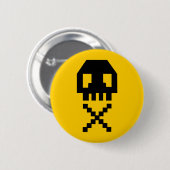 Pixelschedel met 8 bits ronde button 5,7 cm (Voorkant /achterkant)