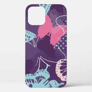 Pixelte graffiti butterflies in een  kleur p iPhone 12 hoesje