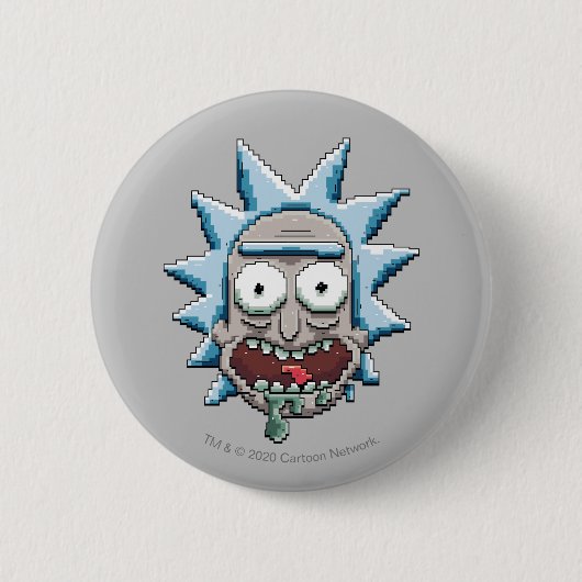 Pixelverse Rick Drooling Head Ronde Button 5,7 Cm (Voorkant)