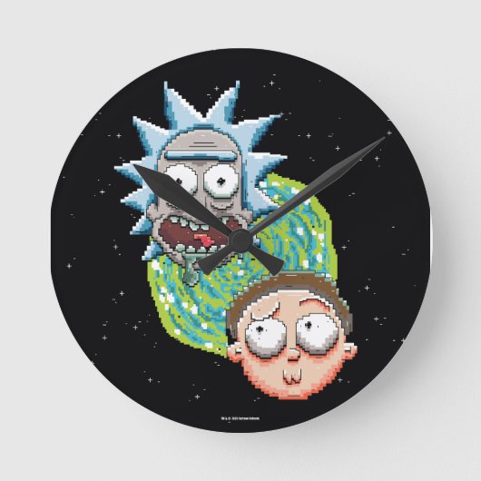 Pixelverse Rick en Morty Portal Grafisch Ronde Klok (Voorkant)