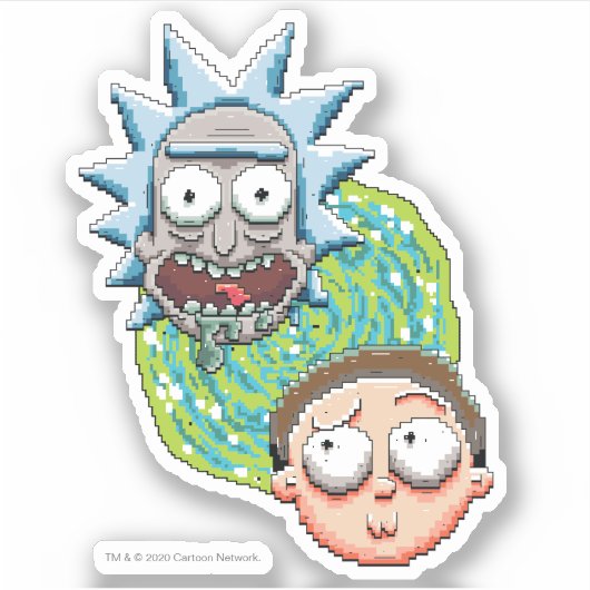 Pixelverse Rick en Morty Portal Grafisch Sticker (Voorkant)