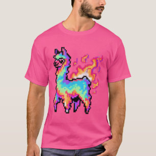 Pixelvormige neonlama t-shirt