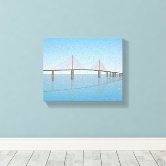 Pixerstick Sticker: Sunshine Skyway Bridge Canvas Afdruk (Insitu (Houten vloer))