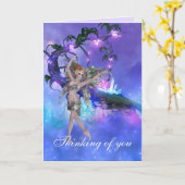 Pixie avec la carte de voeux d'arbre d'attente (Fleur jaune)