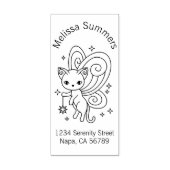 Pixie Cat - Fairy Wings Kat Address Rubberstempel (Afrduk)