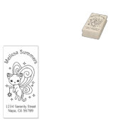 Pixie Cat - Fairy Wings Kat Address Rubberstempel (Gestempeld)