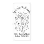 Pixie Cat - Fairy Wings Kat Address Rubberstempel (Afrduk)
