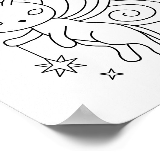 Pixie Cat - Fairy Wings Kat Colour Page Poster (Hoek)