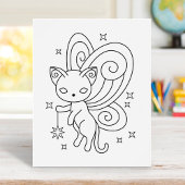 Pixie Cat - Fairy Wings Kat Colour Page Poster