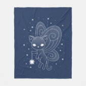 Pixie Cat - Fairy Wings Kat op blauw Fleece Deken (Voorkant)