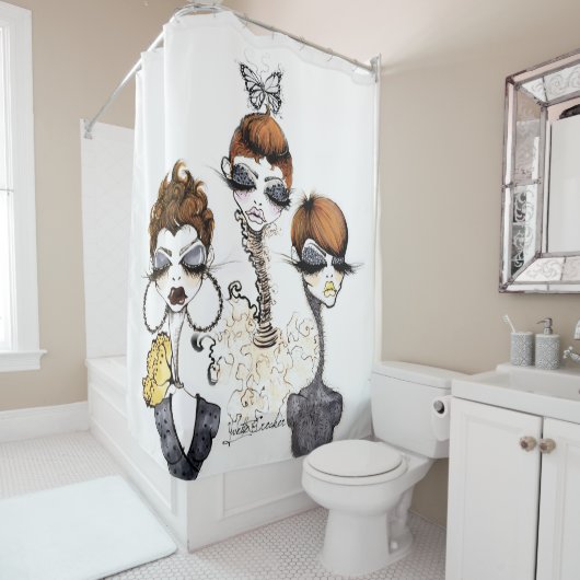 Pixie Chicks Shower Curtain Douchegordijn (In situ)