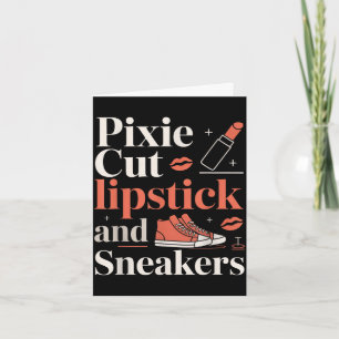 Pixie cut lippenstift en sneakers korte kapsel kaart