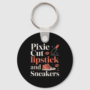 Pixie cut lippenstift en sneakers korte kapsel sleutelhanger
