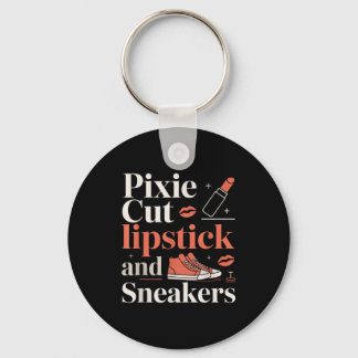 Pixie cut lippenstift en sneakers korte kapsel  sleutelhanger