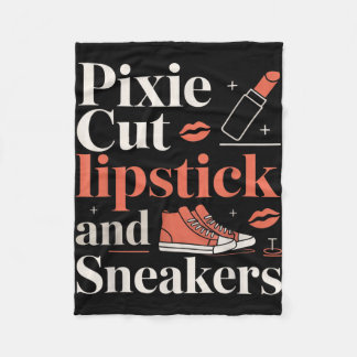 Pixie cut lipstick and sneakers short hair style  fleece deken
