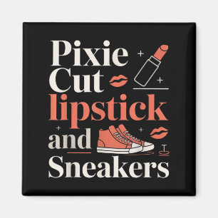Pixie cut lipstick en sneakers korte kapsel stijl magneet