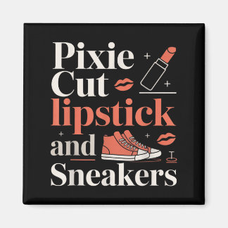 Pixie cut lipstick en sneakers korte kapsel stijl  magneet